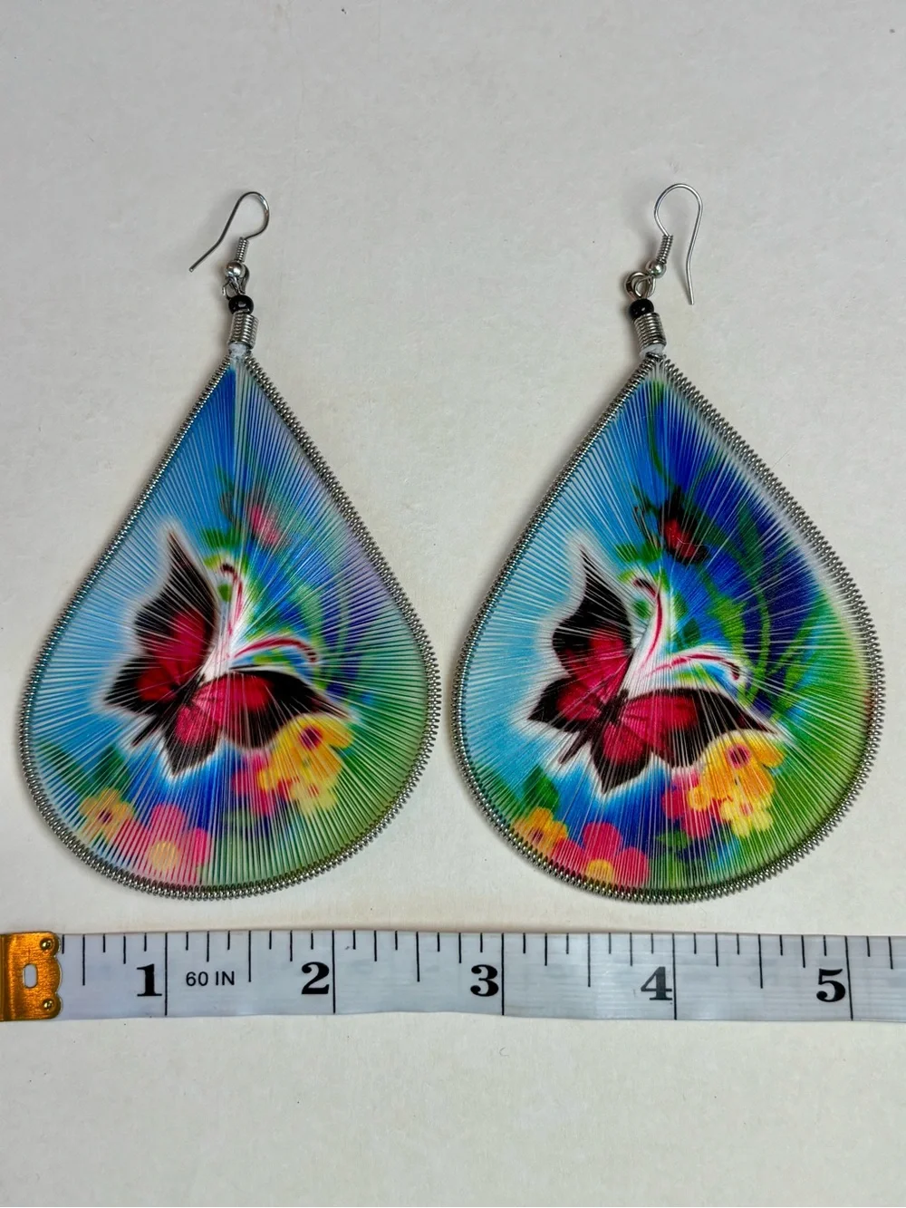 Butterfly String Art Dangle Earrings Boho Statement Earrings
